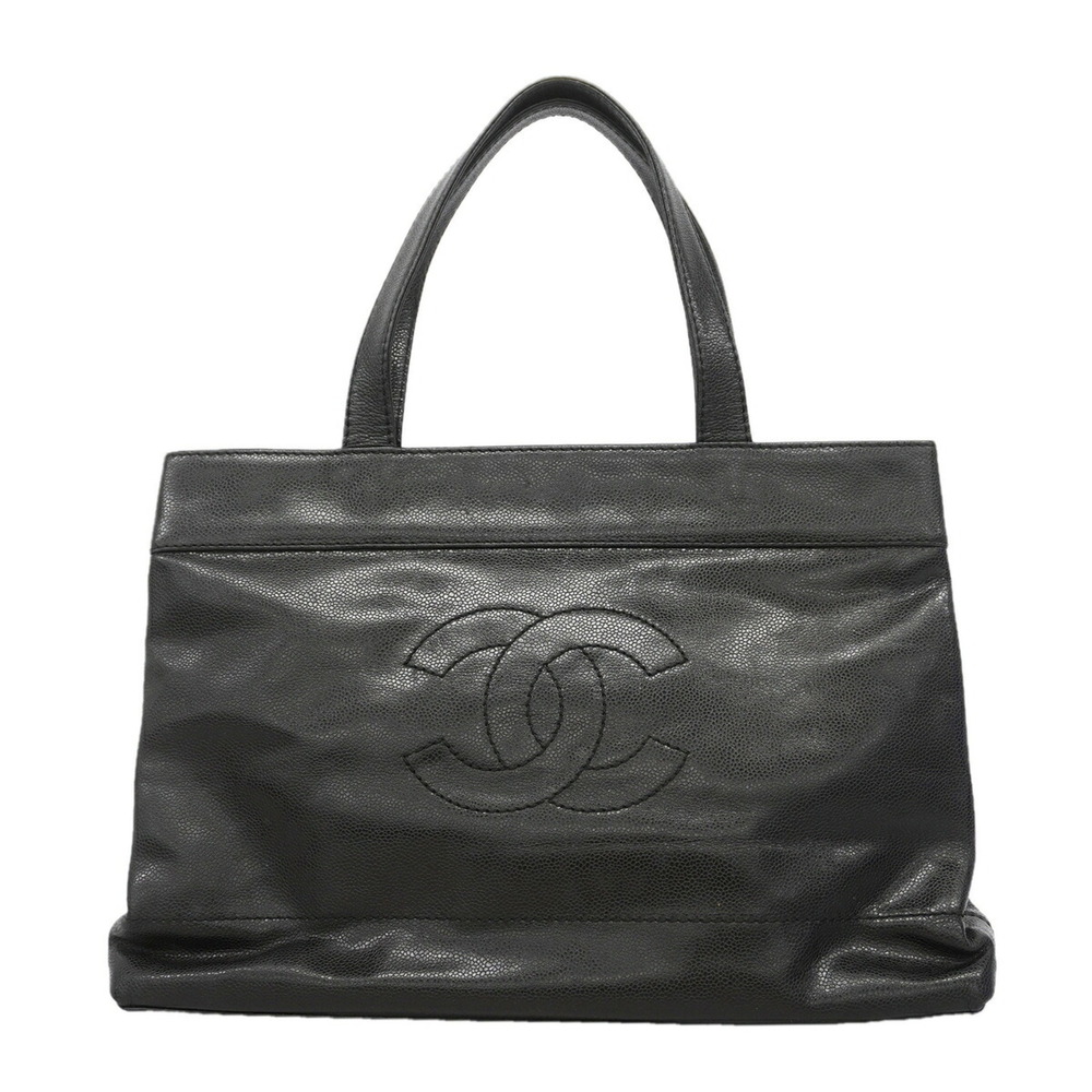 CHANEL Black Caviar Leather Tote Bag
